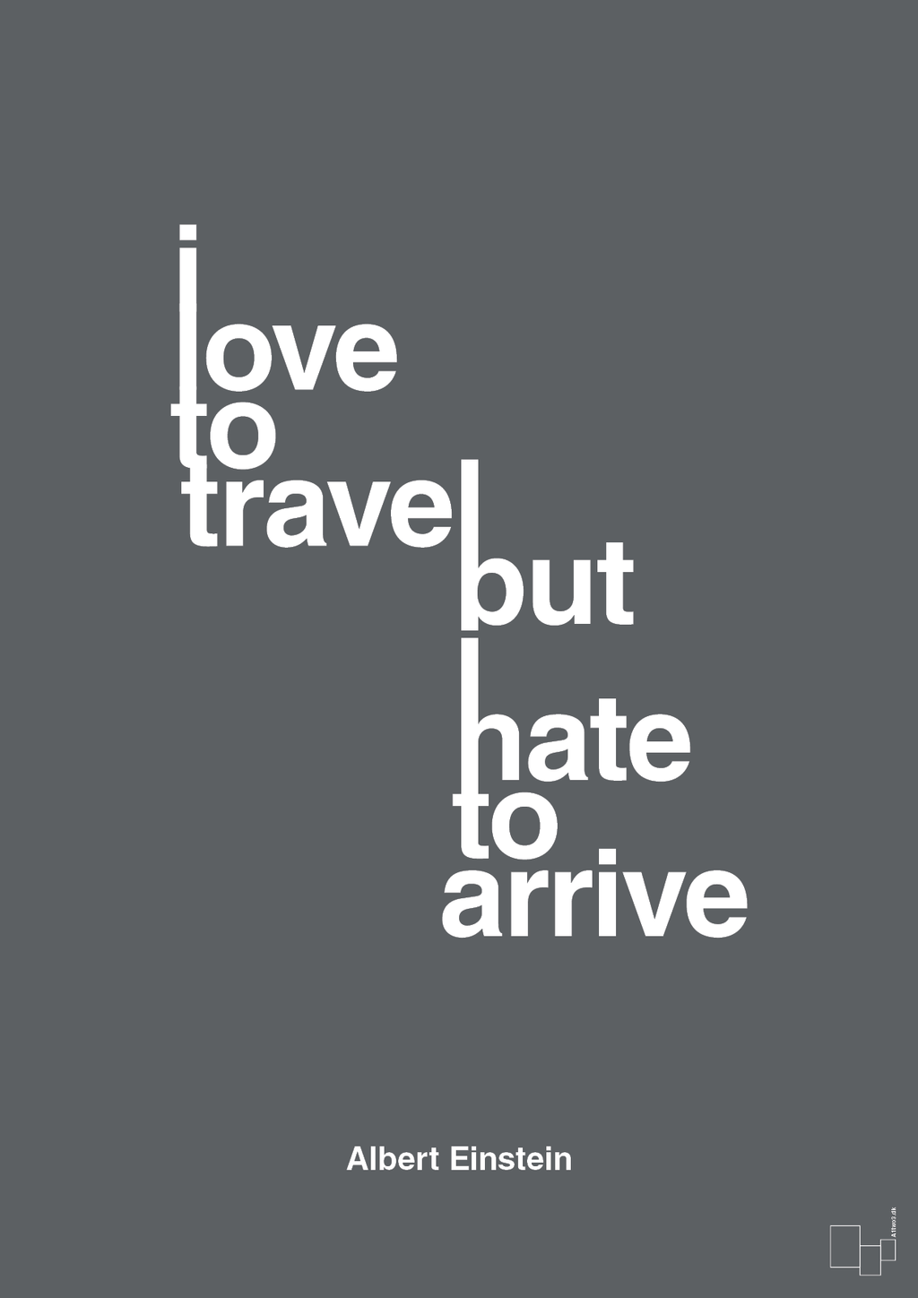 plakat: i love to travel but hate to arrive - graphic charcoal-Fysiker-A1two3