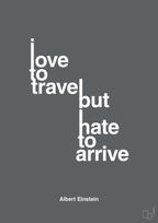 plakat: i love to travel but hate to arrive - graphic charcoal-Fysiker-A1two3