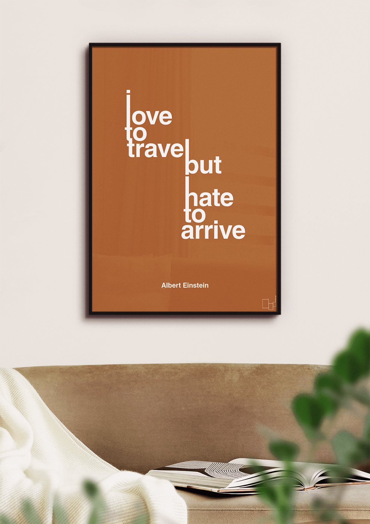 plakat: i love to travel but hate to arrive - heavenly blue-Fysiker-A1two3
