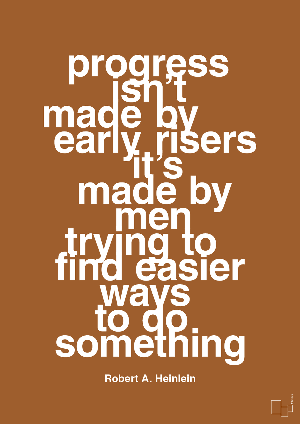 plakat: progress isnt made by early risers - cognac-Forfatter-A1two3