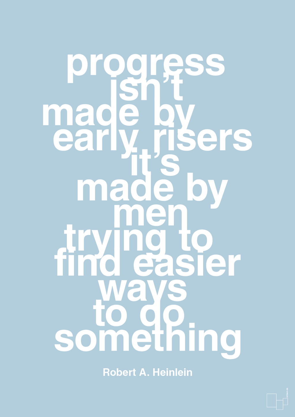 plakat: progress isnt made by early risers - heavenly blue-Forfatter-A1two3