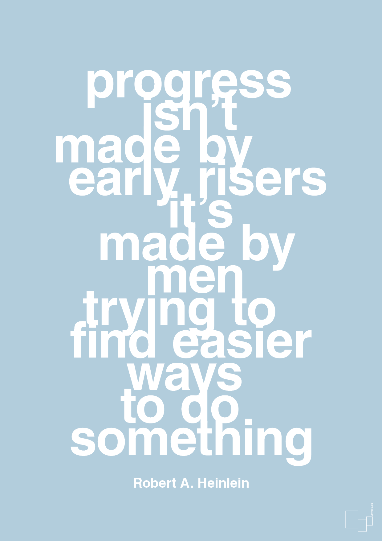 plakat: progress isnt made by early risers - heavenly blue-Forfatter-A1two3