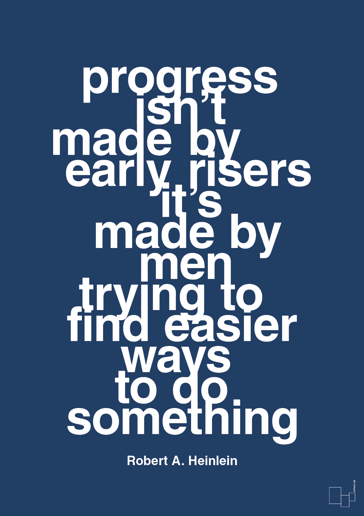plakat: progress isnt made by early risers - lapis blue-Forfatter-A1two3