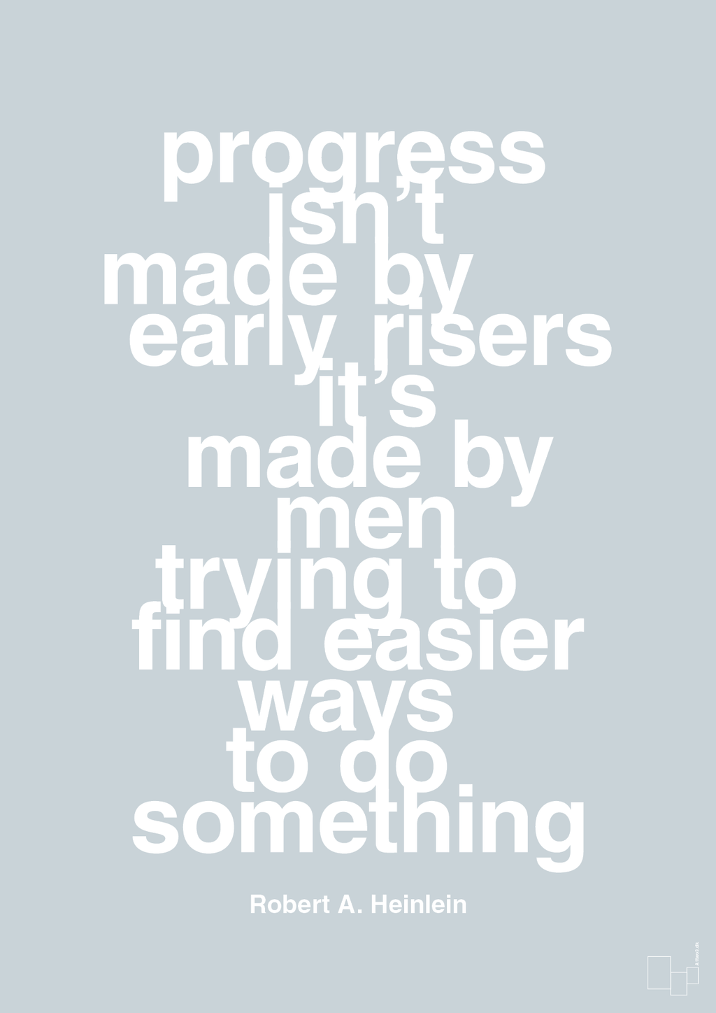 plakat: progress isnt made by early risers - light drizzle-Forfatter-A1two3