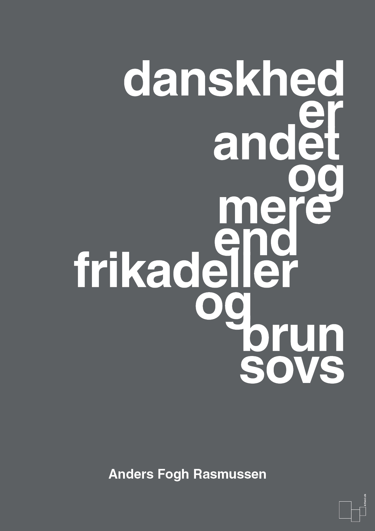 plakat: danskhed er andet og mere end frikadeller og brun sovs - graphic charcoal-Politikker-A1two3