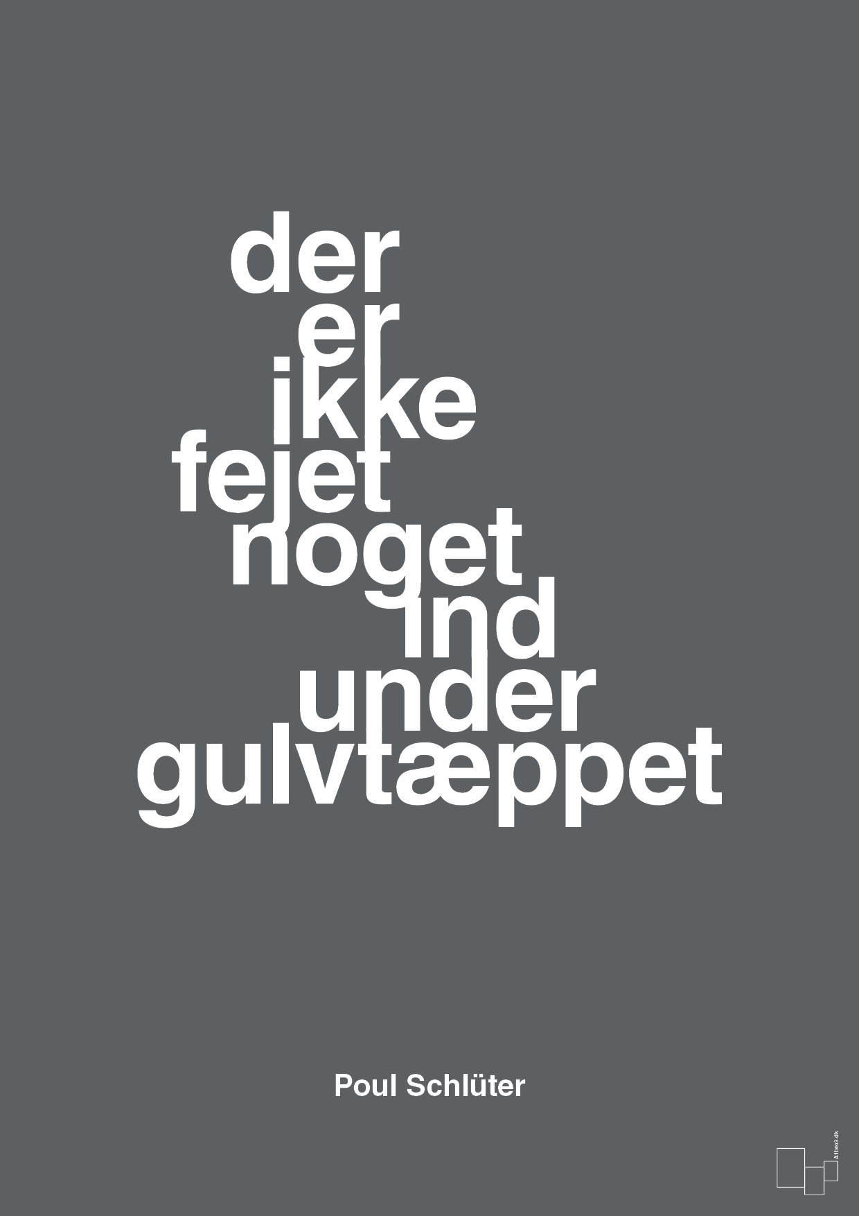 plakat: der er ikke fejet noget ind under gulvtæppet - graphic charcoal-Politikker-A1two3