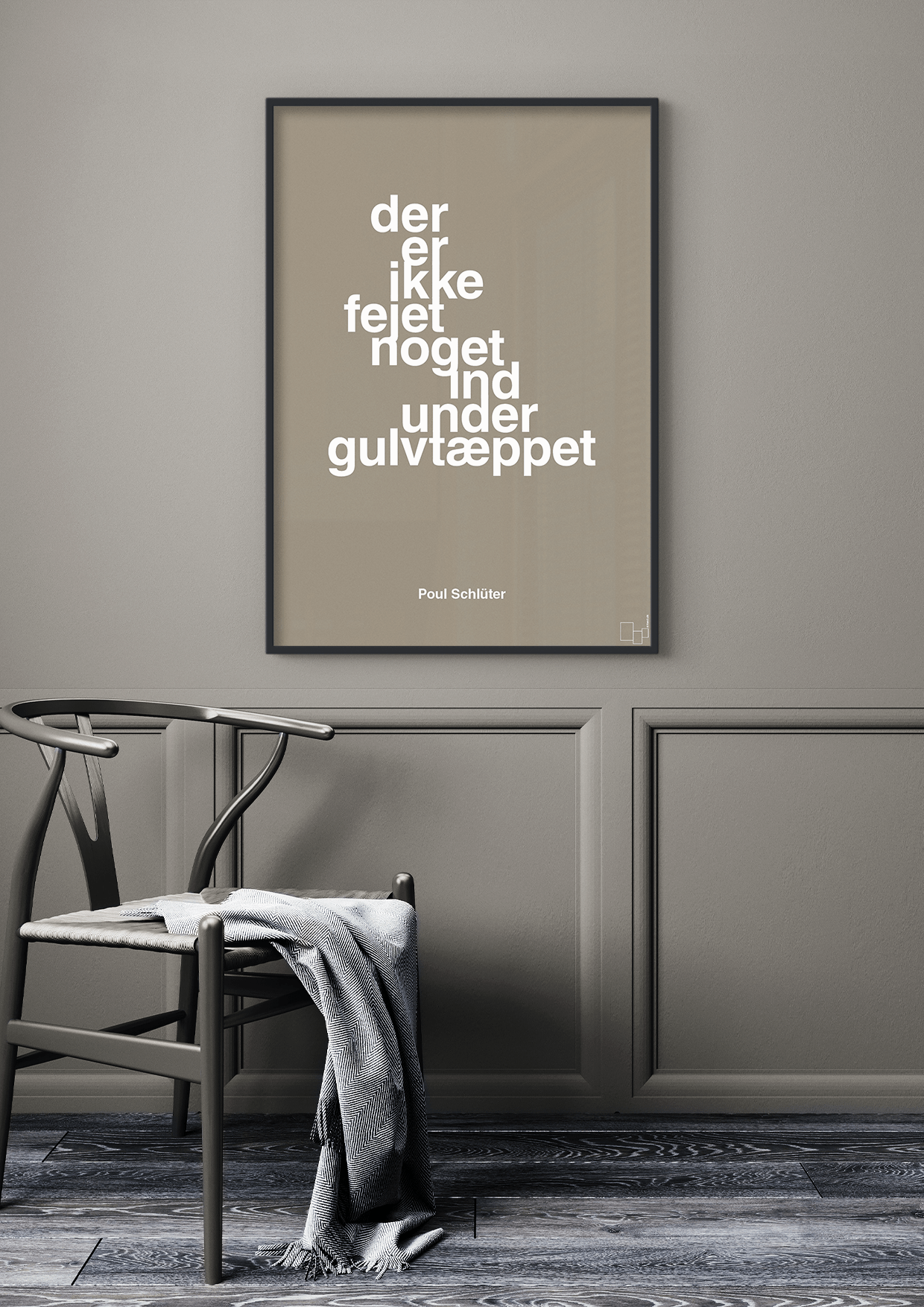 plakat: der er ikke fejet noget ind under gulvtæppet - graphic charcoal-Politikker-A1two3