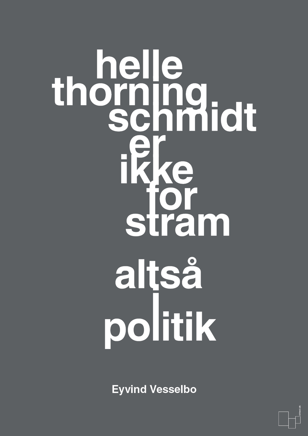 plakat: helle er ikke for stram - graphic charcoal-Politikker-A1two3