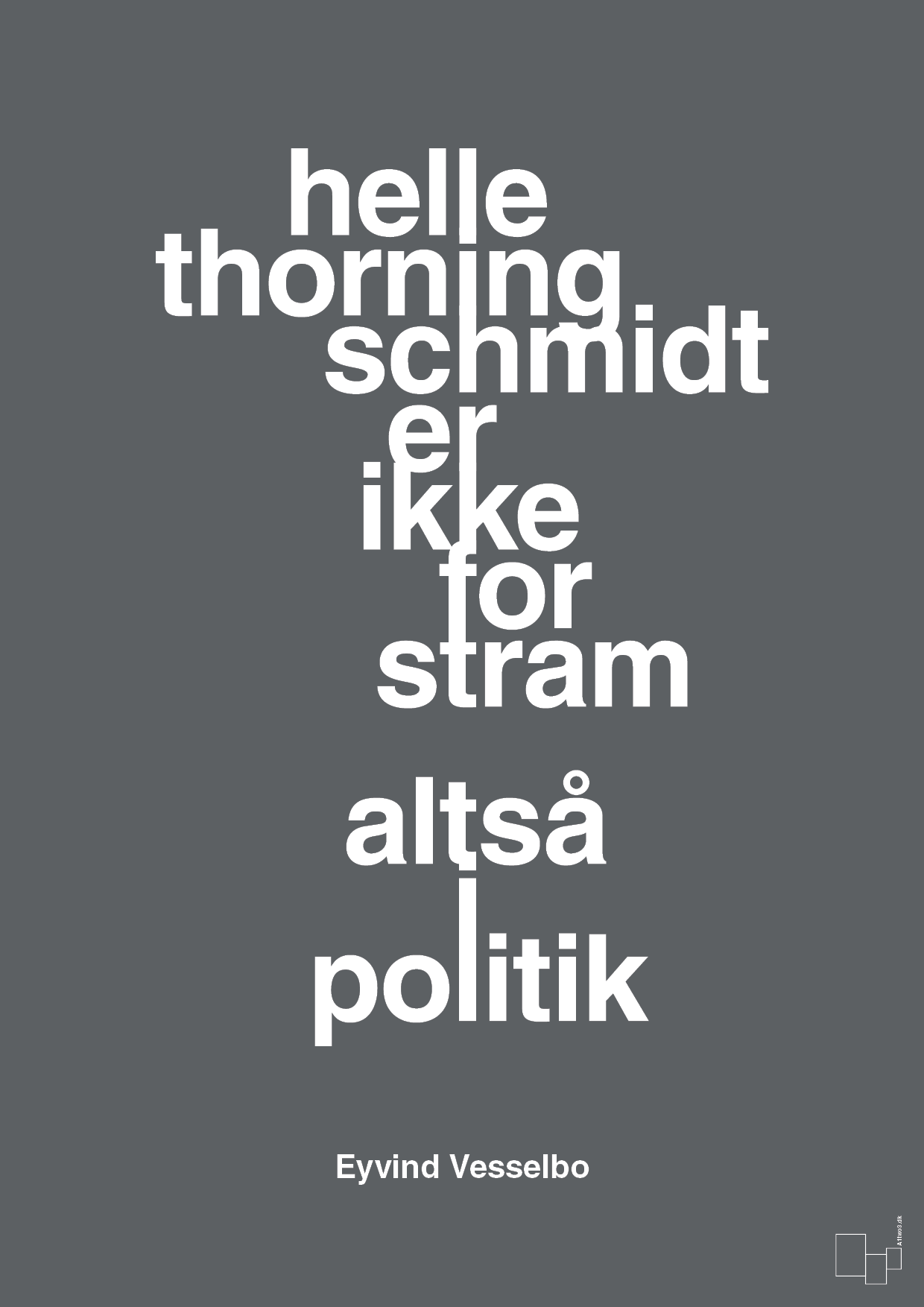 plakat: helle er ikke for stram - graphic charcoal-Politikker-A1two3