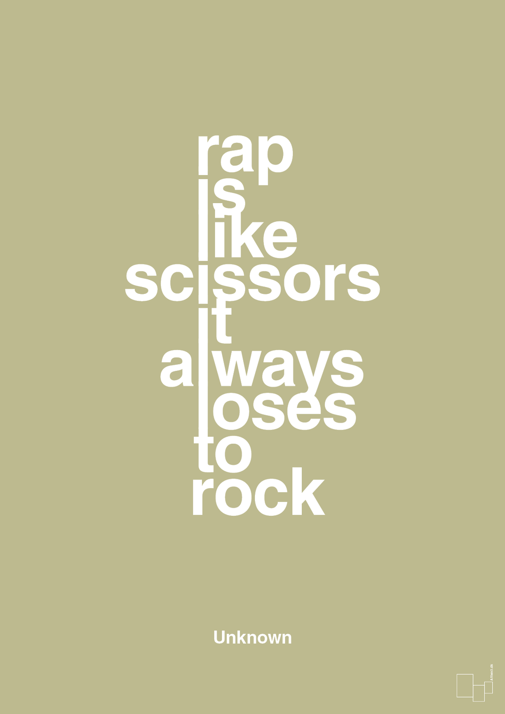 plakat: rap is like scissors it always loses to rock - back to nature-Unknown-A1two3