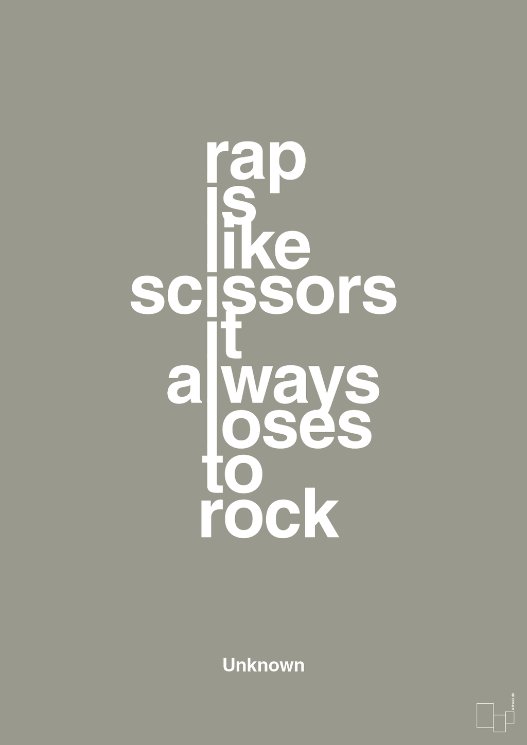 plakat: rap is like scissors it always loses to rock - battleship gray-Unknown-A1two3