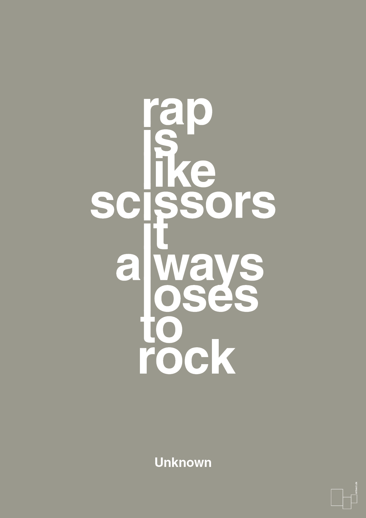 plakat: rap is like scissors it always loses to rock - battleship gray-Unknown-A1two3