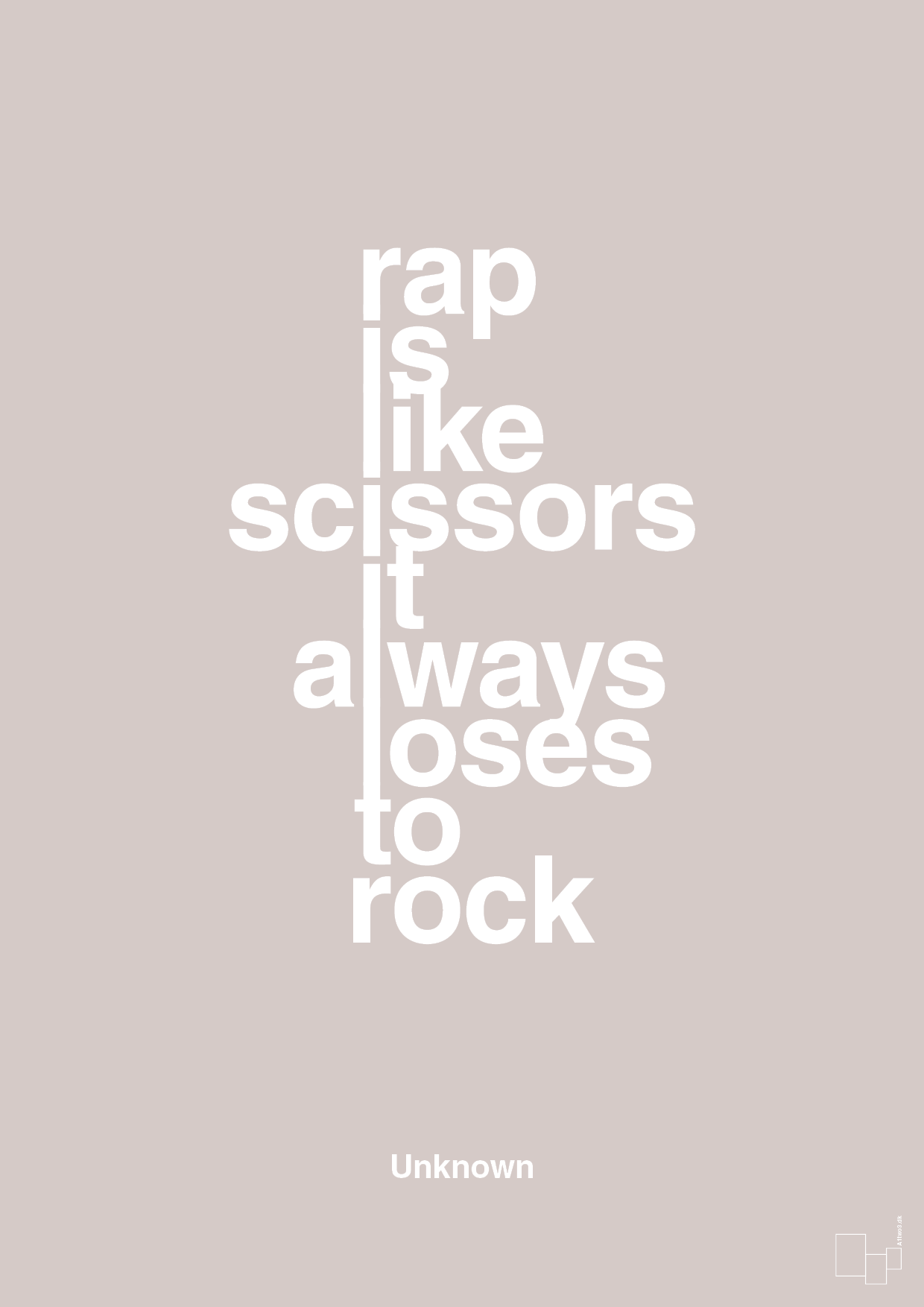 plakat: rap is like scissors it always loses to rock - broken beige-Unknown-A1two3