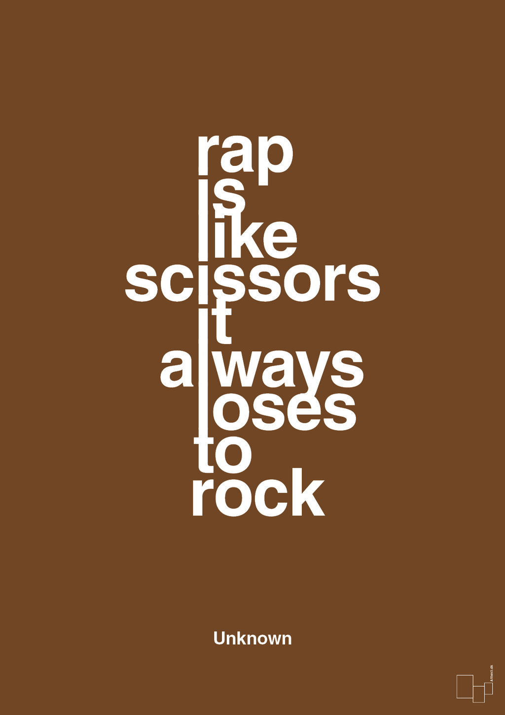 plakat: rap is like scissors it always loses to rock - dark brown-Unknown-A1two3