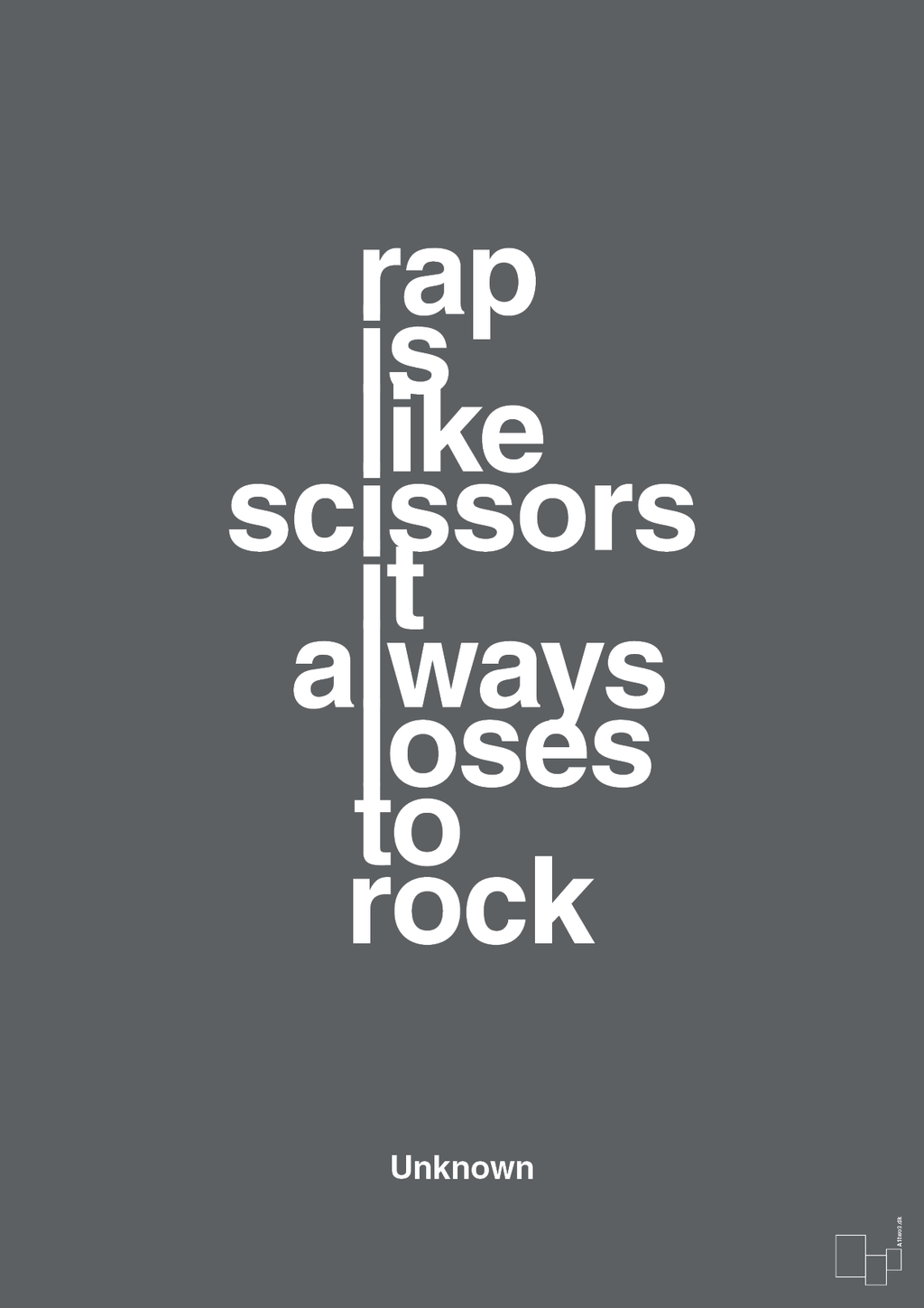 plakat: rap is like scissors it always loses to rock - graphic charcoal-Unknown-A1two3
