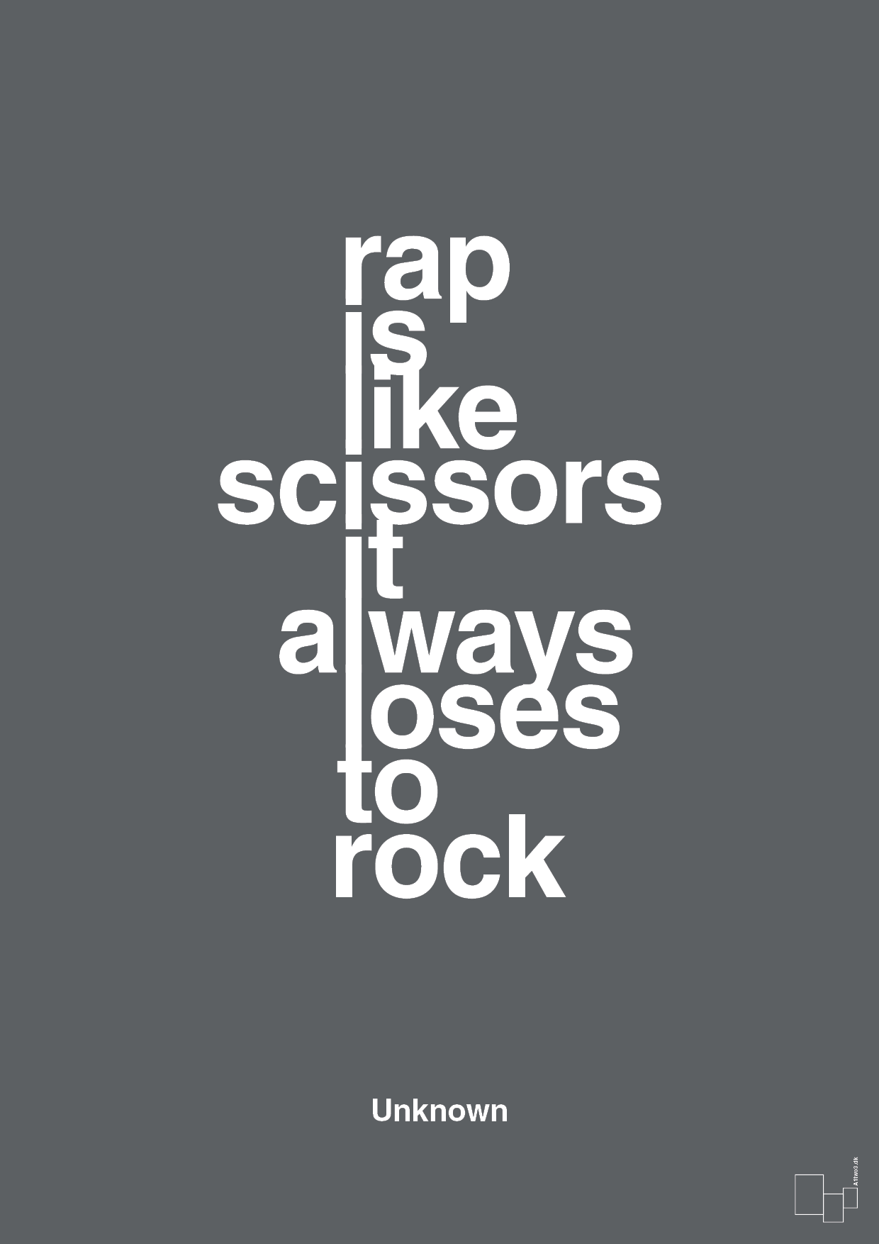 plakat: rap is like scissors it always loses to rock - graphic charcoal-Unknown-A1two3