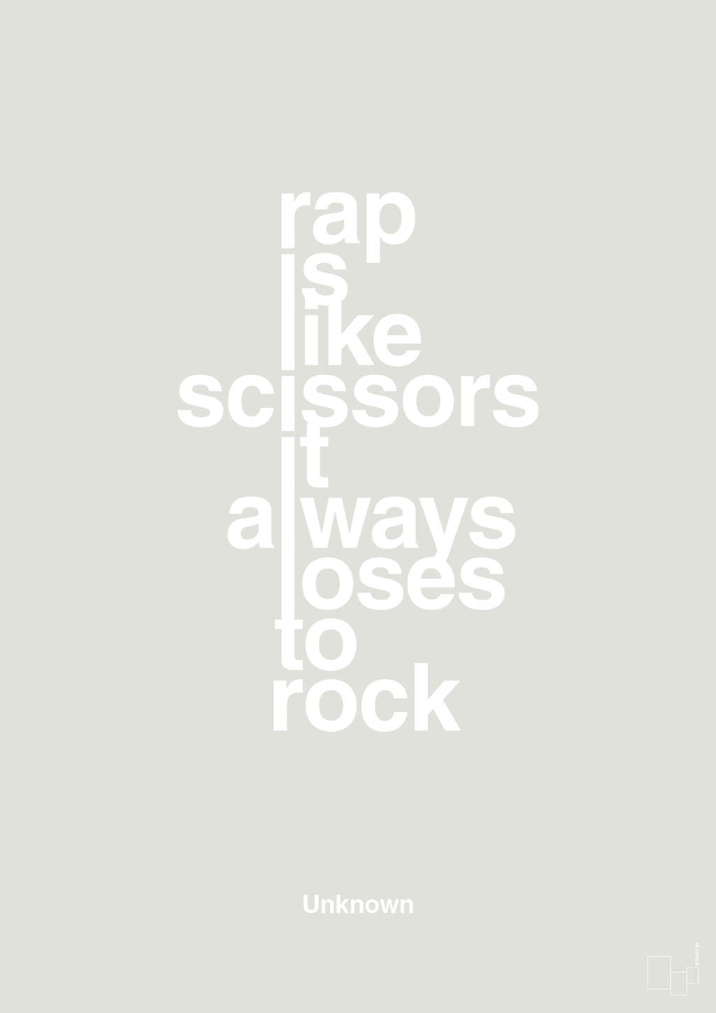 plakat: rap is like scissors it always loses to rock - painters white-Unknown-A1two3