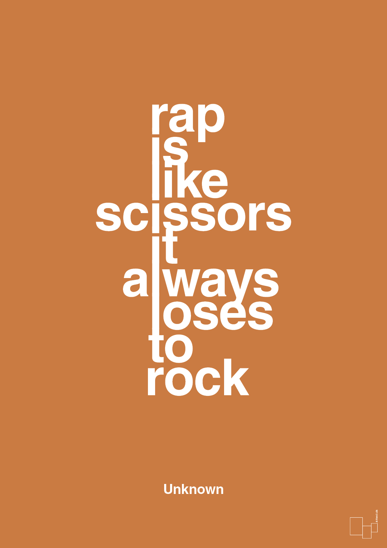 plakat: rap is like scissors it always loses to rock - rumba orange-Unknown-A1two3