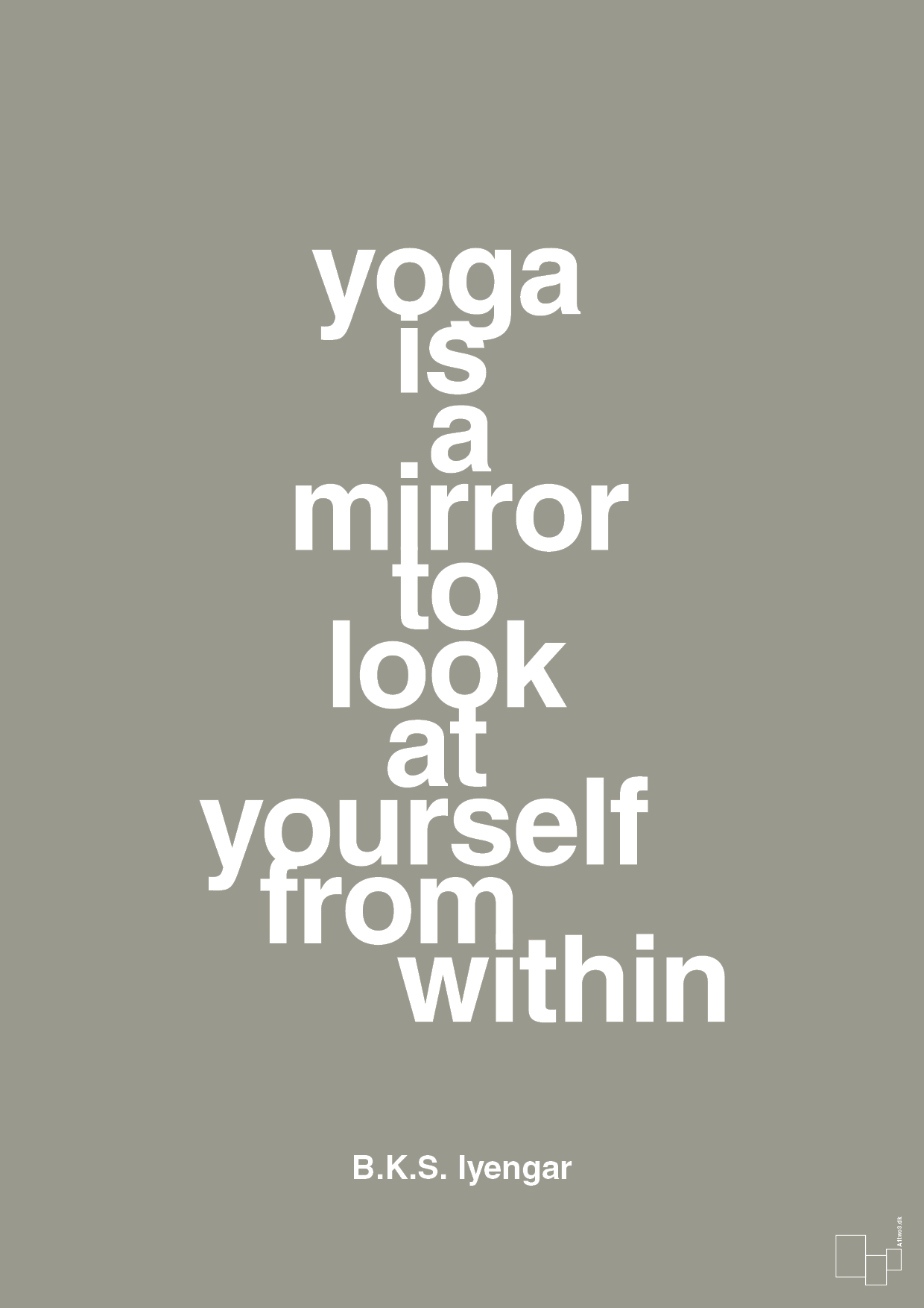 plakat: yoga is a mirror - battleship gray-Forfatter-A1two3