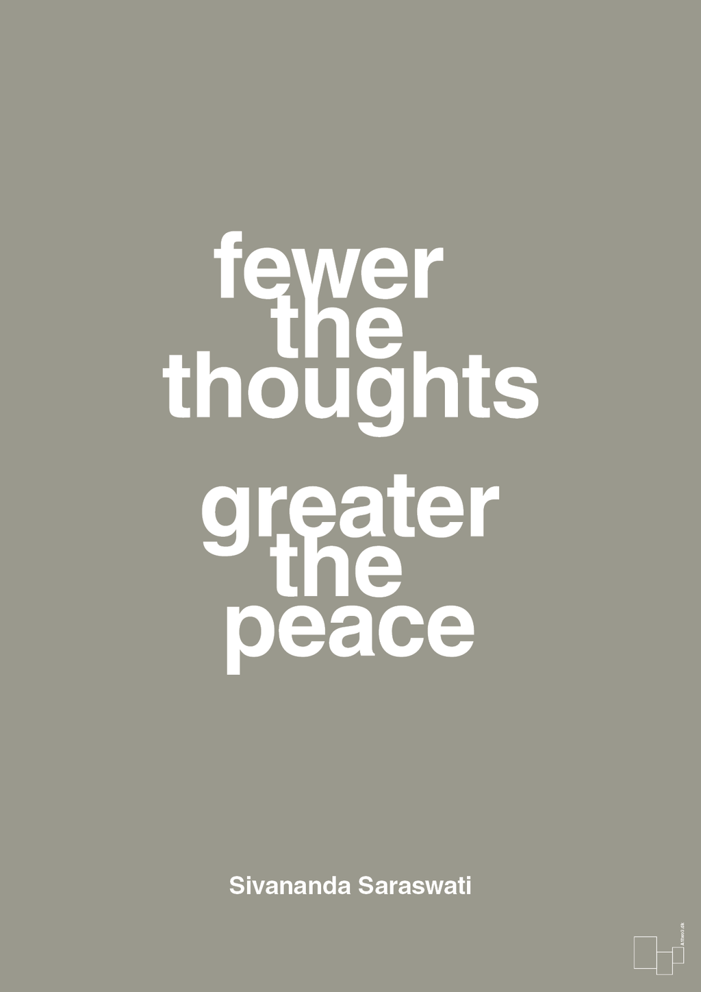 plakat: fewer the thoughts greater the peace - battleship gray-Religion-A1two3