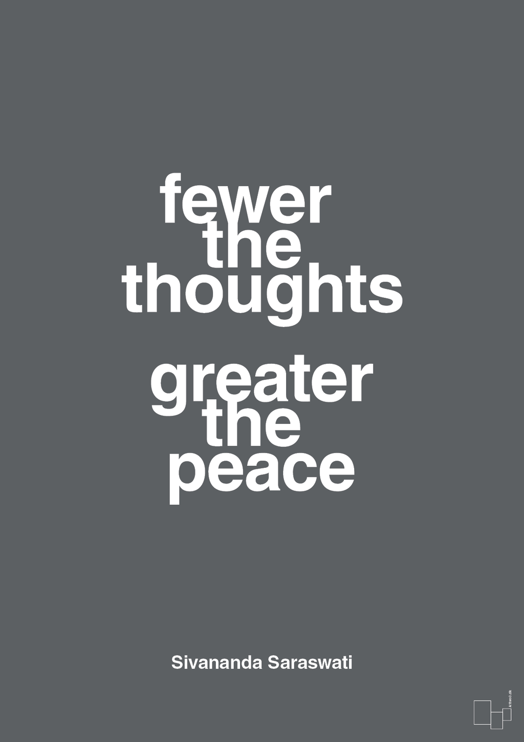 plakat: fewer the thoughts greater the peace - graphic charcoal-Religion-A1two3