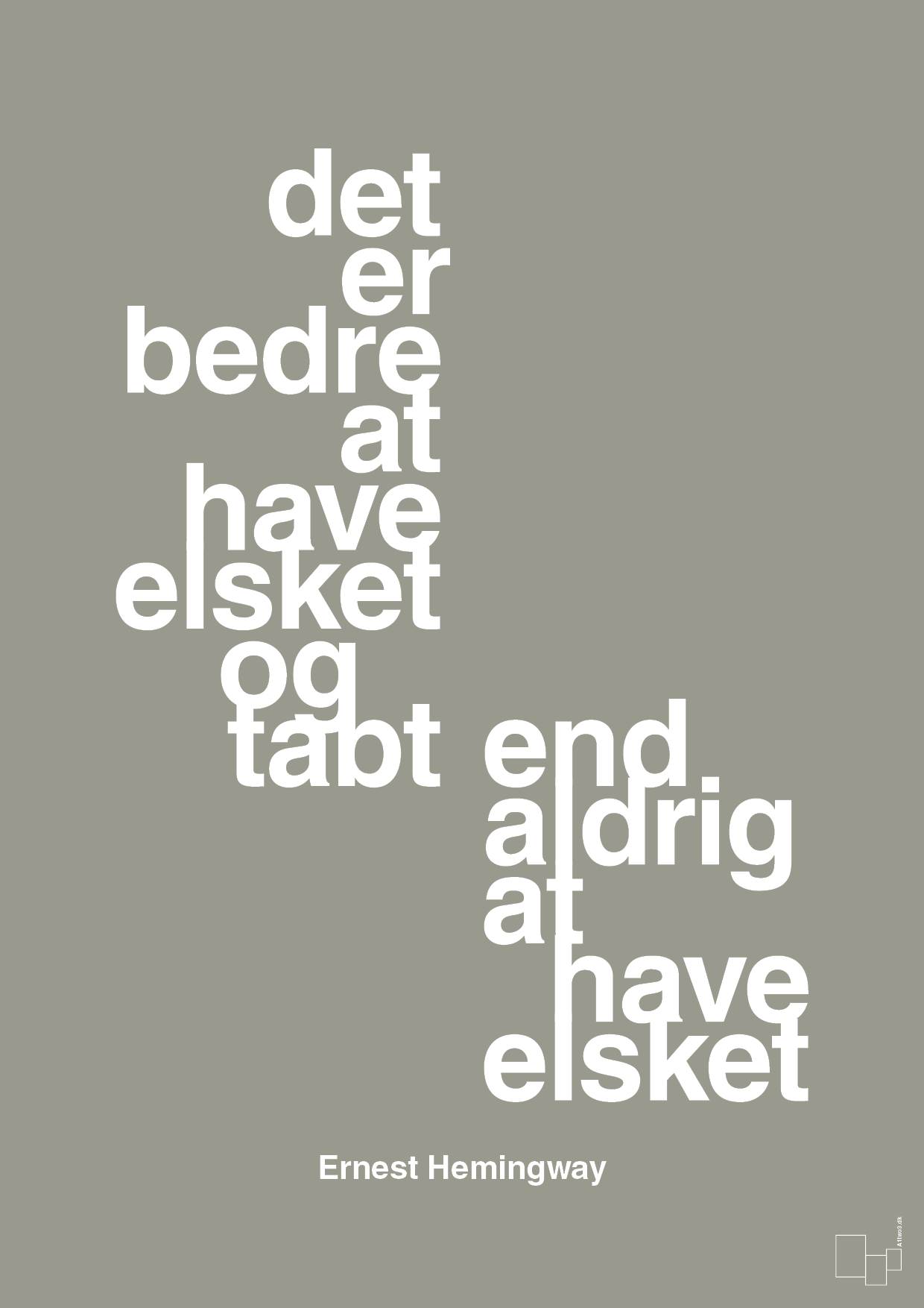 plakat: det er bedre at have elsket og tabt end aldrig at have elsket - battleship gray-Forfatter-A1two3
