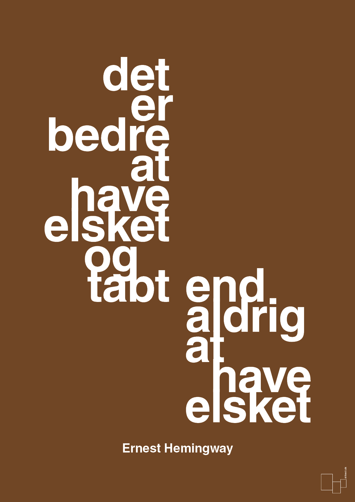 plakat: det er bedre at have elsket og tabt end aldrig at have elsket - dark brown-Forfatter-A1two3