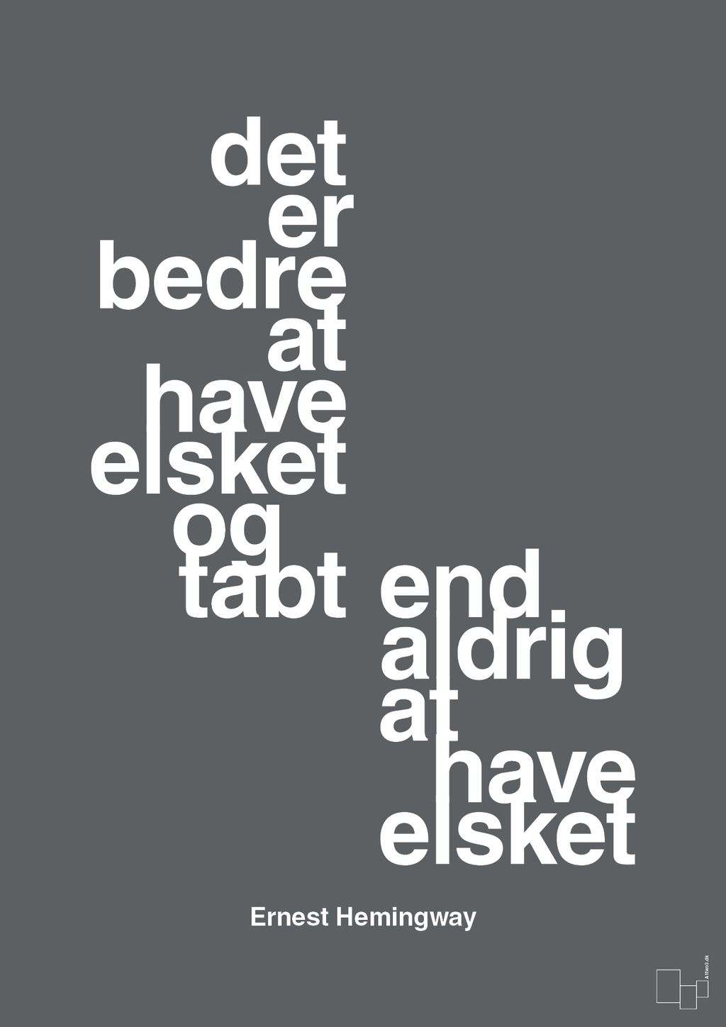 plakat: det er bedre at have elsket og tabt end aldrig at have elsket - graphic charcoal-Forfatter-A1two3