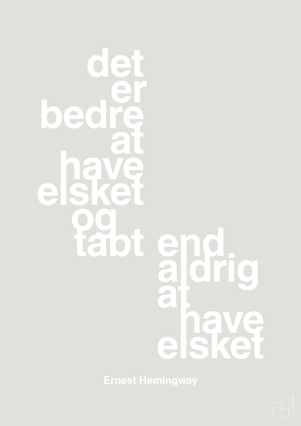 plakat: det er bedre at have elsket og tabt end aldrig at have elsket - painters white-Forfatter-A1two3