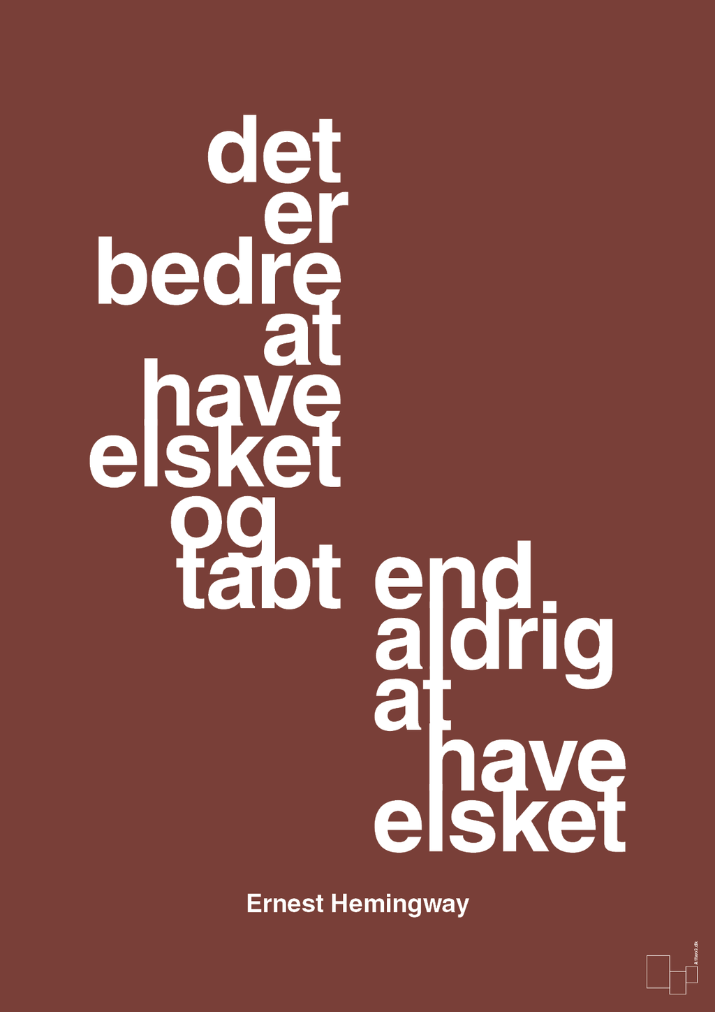 plakat: det er bedre at have elsket og tabt end aldrig at have elsket - red pepper-Forfatter-A1two3