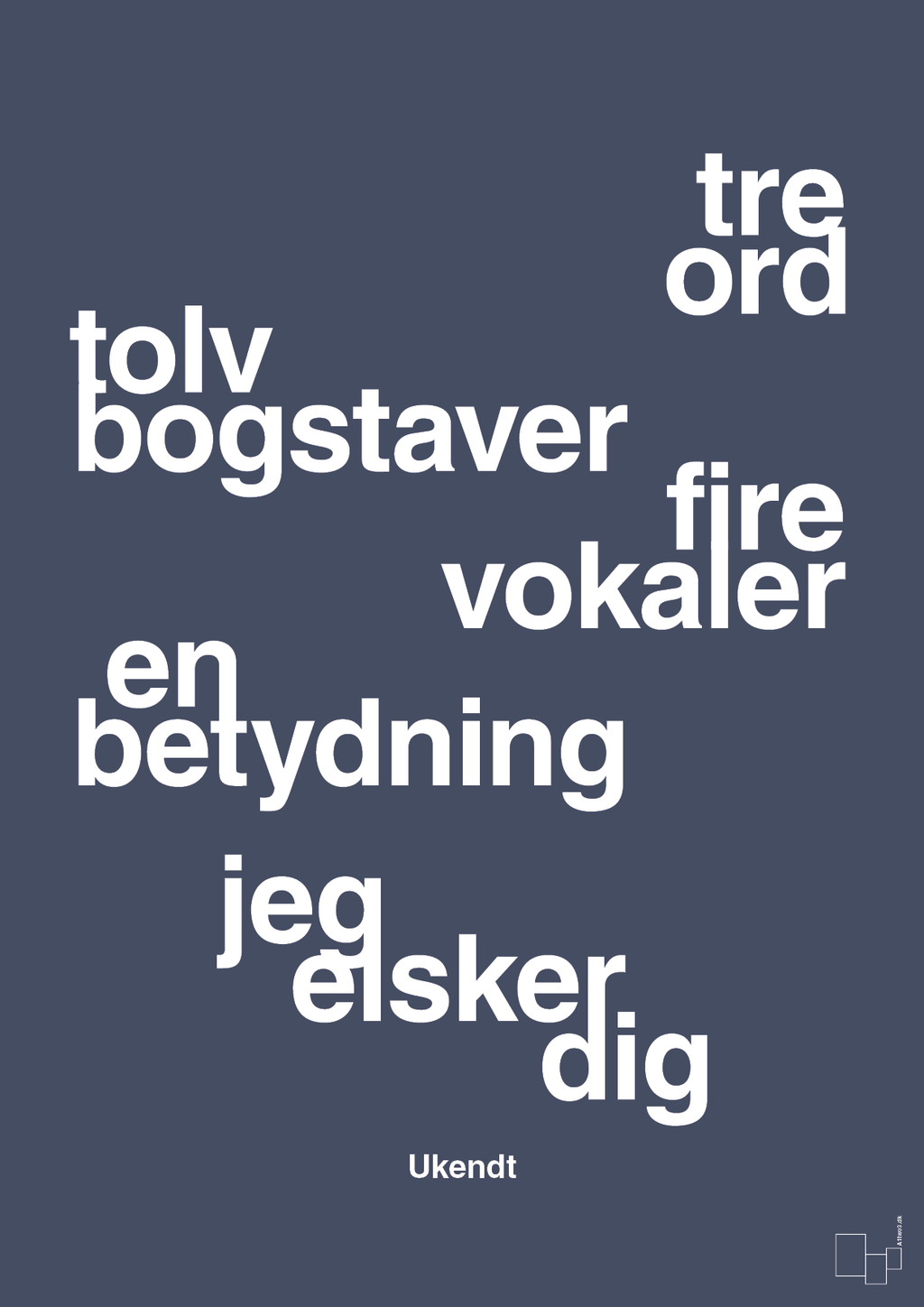 Tre ord tolv bogstaver fire vokaler en betydning jeg elsker dig - petrol-Ukendt-A1two3