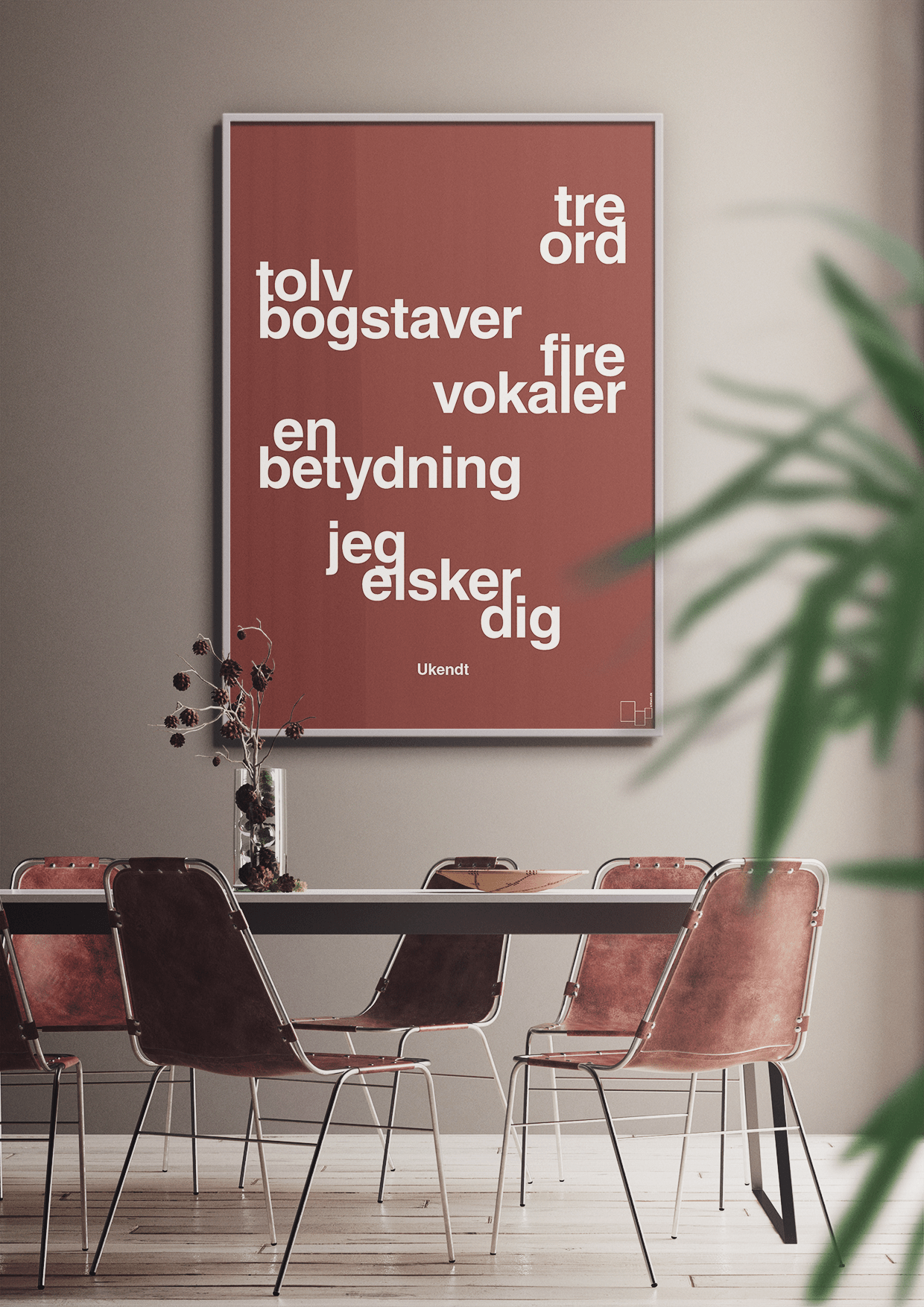 plakat: tre ord tolv bogstaver fire vokaler en betydning jeg elsker dig - heavenly blue-Ukendt-A1two3
