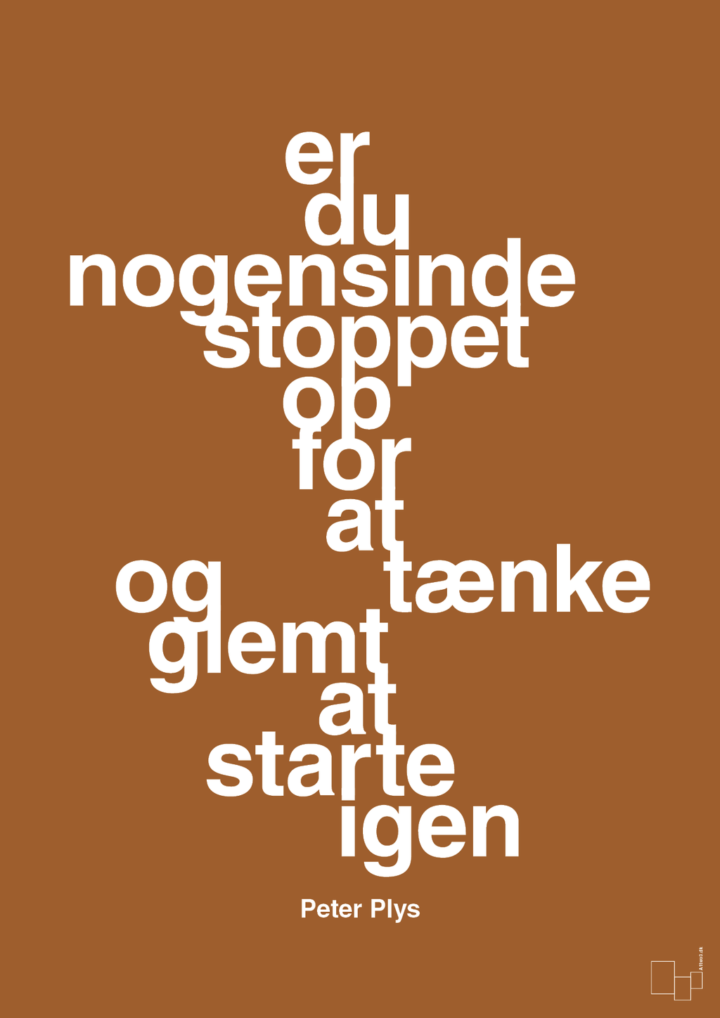 plakat: er du nogensinde stoppet op for at tænke og glemt at starte igen - cognac-Børnebogsfigur-A1two3