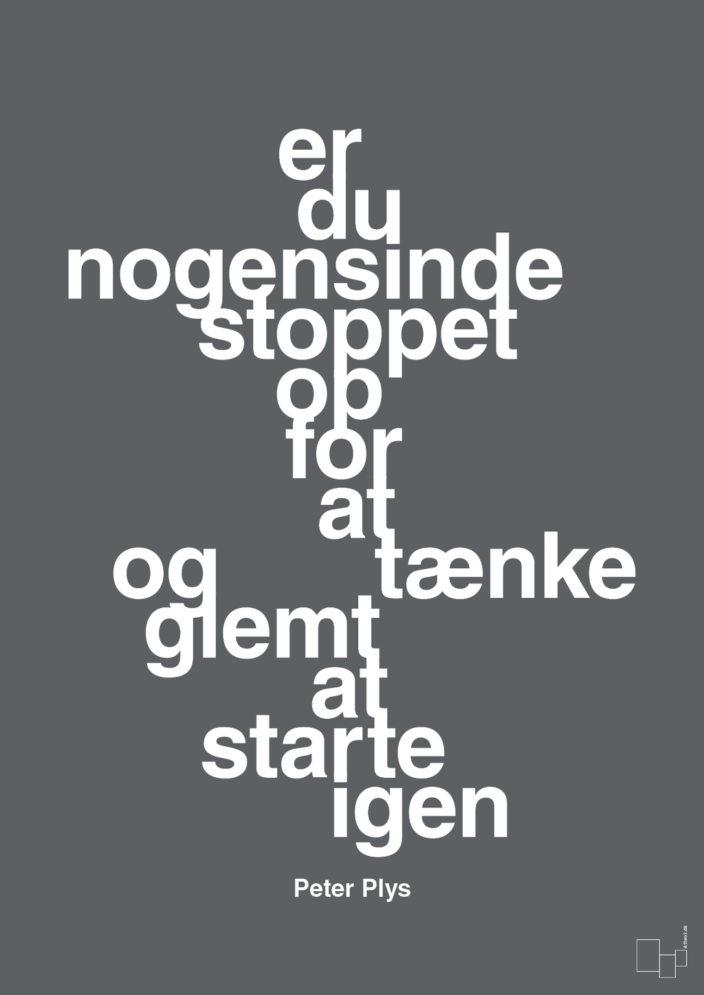 plakat: er du nogensinde stoppet op for at tænke og glemt at starte igen - graphic charcoal-Børnebogsfigur-A1two3