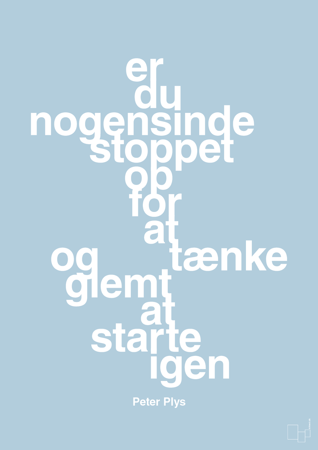 plakat: er du nogensinde stoppet op for at tænke og glemt at starte igen - heavenly blue-Børnebogsfigur-A1two3