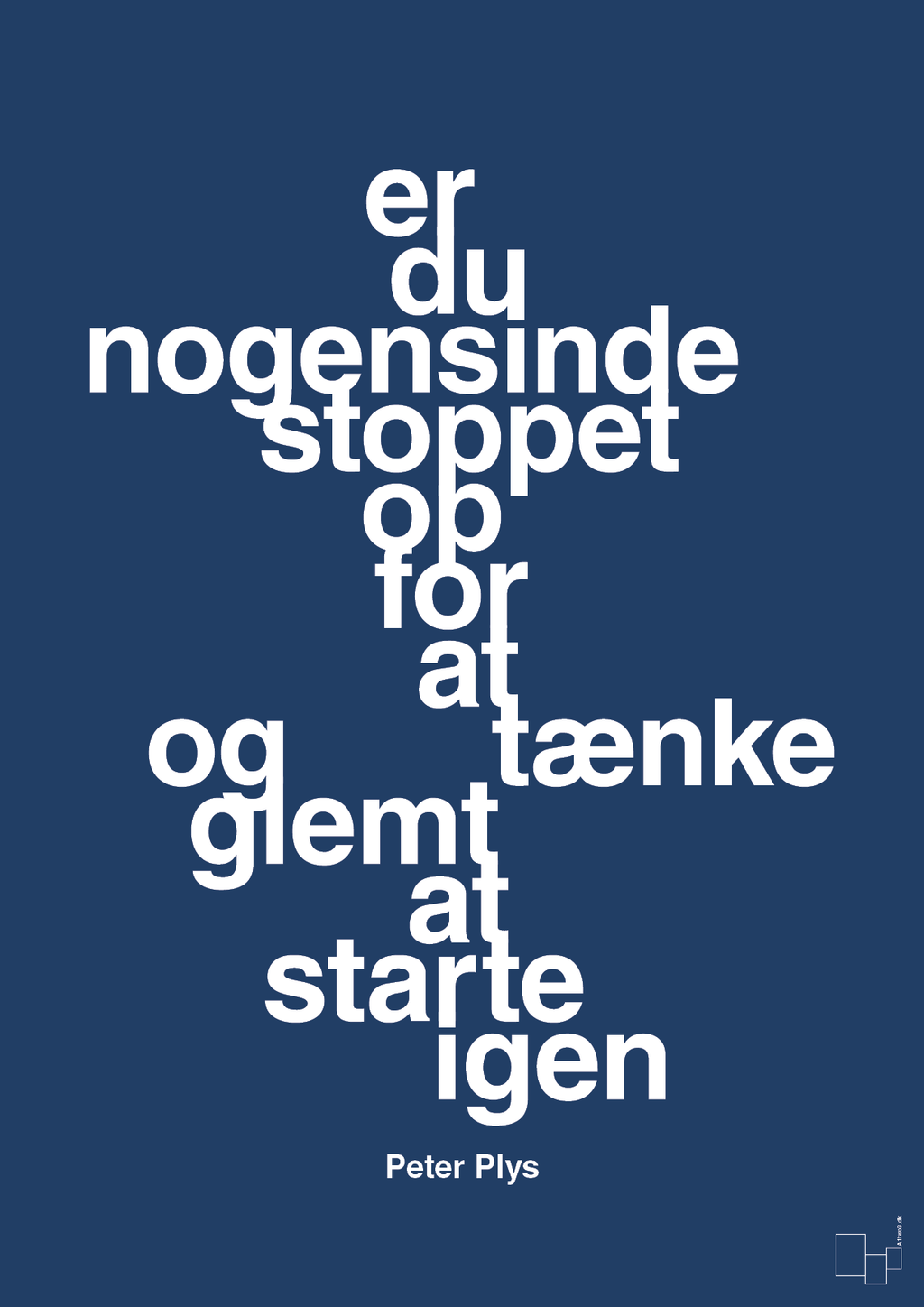 plakat: er du nogensinde stoppet op for at tænke og glemt at starte igen - lapis blue-Børnebogsfigur-A1two3