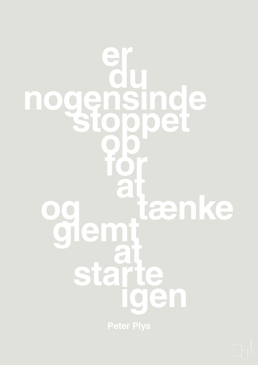 plakat: er du nogensinde stoppet op for at tænke og glemt at starte igen - painters white-Børnebogsfigur-A1two3