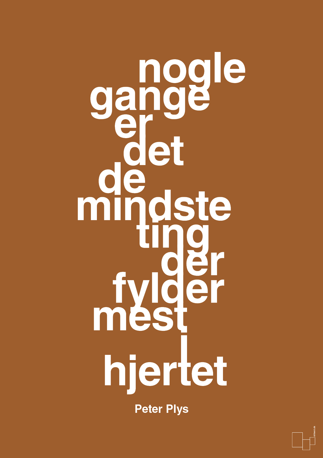 plakat: nogle gange er det de mindste ting der fylder mest i hjertet - cognac-Børnebogsfigur-A1two3