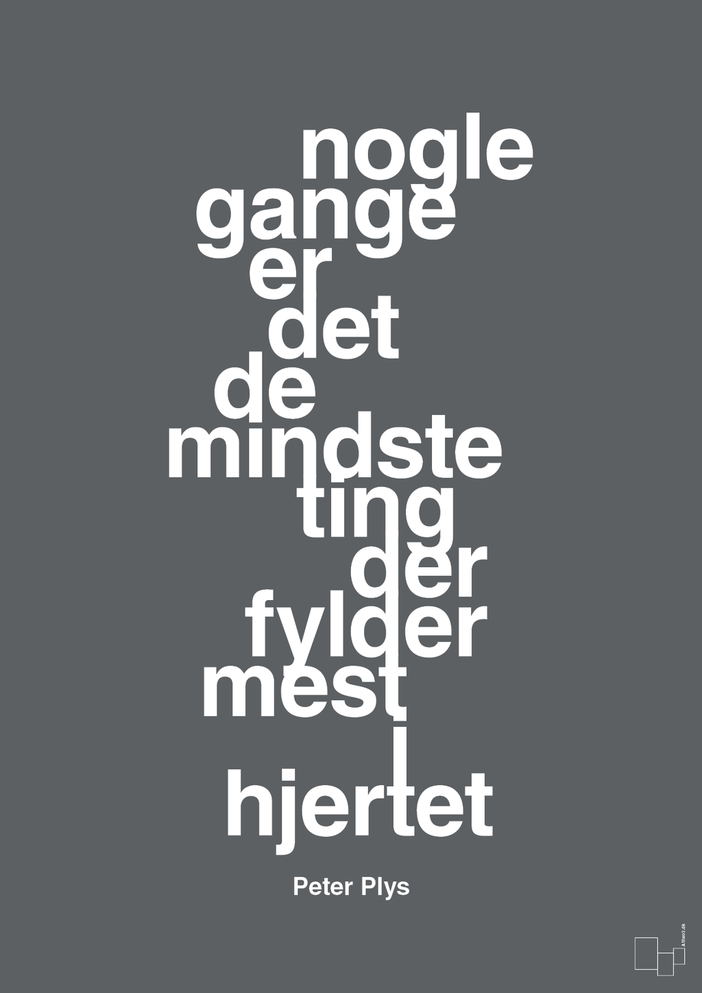 plakat: nogle gange er det de mindste ting der fylder mest i hjertet - graphic charcoal-Børnebogsfigur-A1two3
