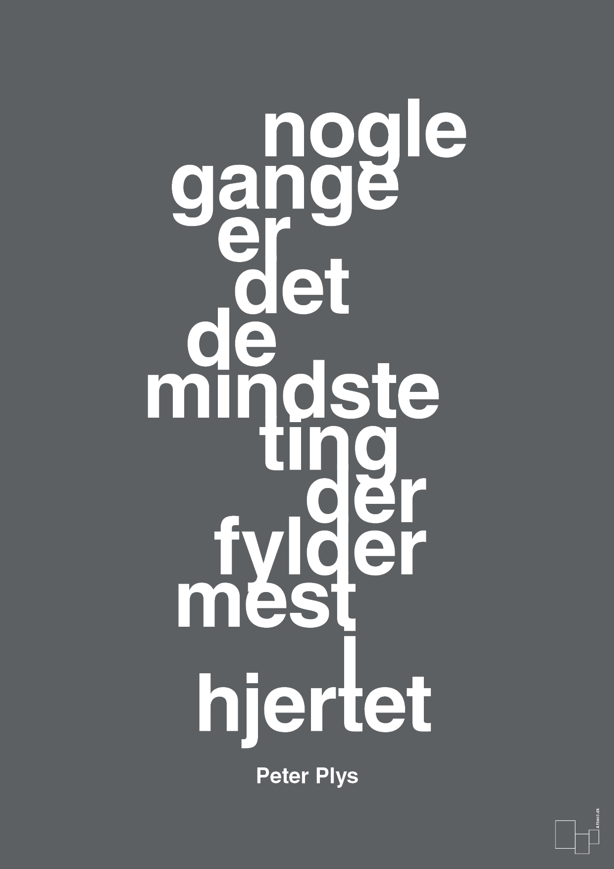 plakat: nogle gange er det de mindste ting der fylder mest i hjertet - graphic charcoal-Børnebogsfigur-A1two3