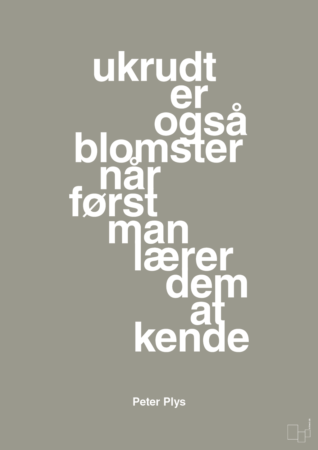 plakat: ukrudt er også blomster når man først lærer dem at kende - battleship gray-Børnebogsfigur-A1two3
