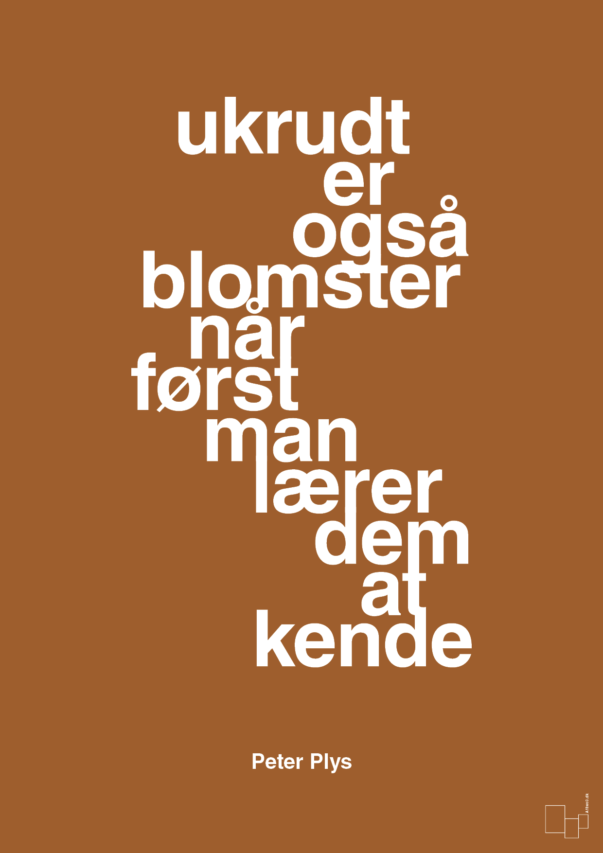 plakat: ukrudt er også blomster når man først lærer dem at kende - cognac-Børnebogsfigur-A1two3