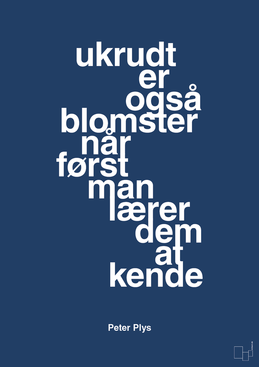 plakat: ukrudt er også blomster når man først lærer dem at kende - lapis blue-Børnebogsfigur-A1two3