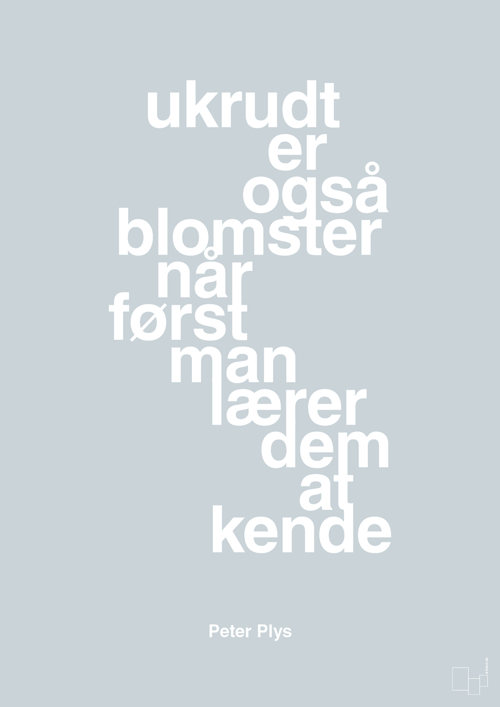 plakat: ukrudt er også blomster når man først lærer dem at kende - light drizzle-Børnebogsfigur-A1two3
