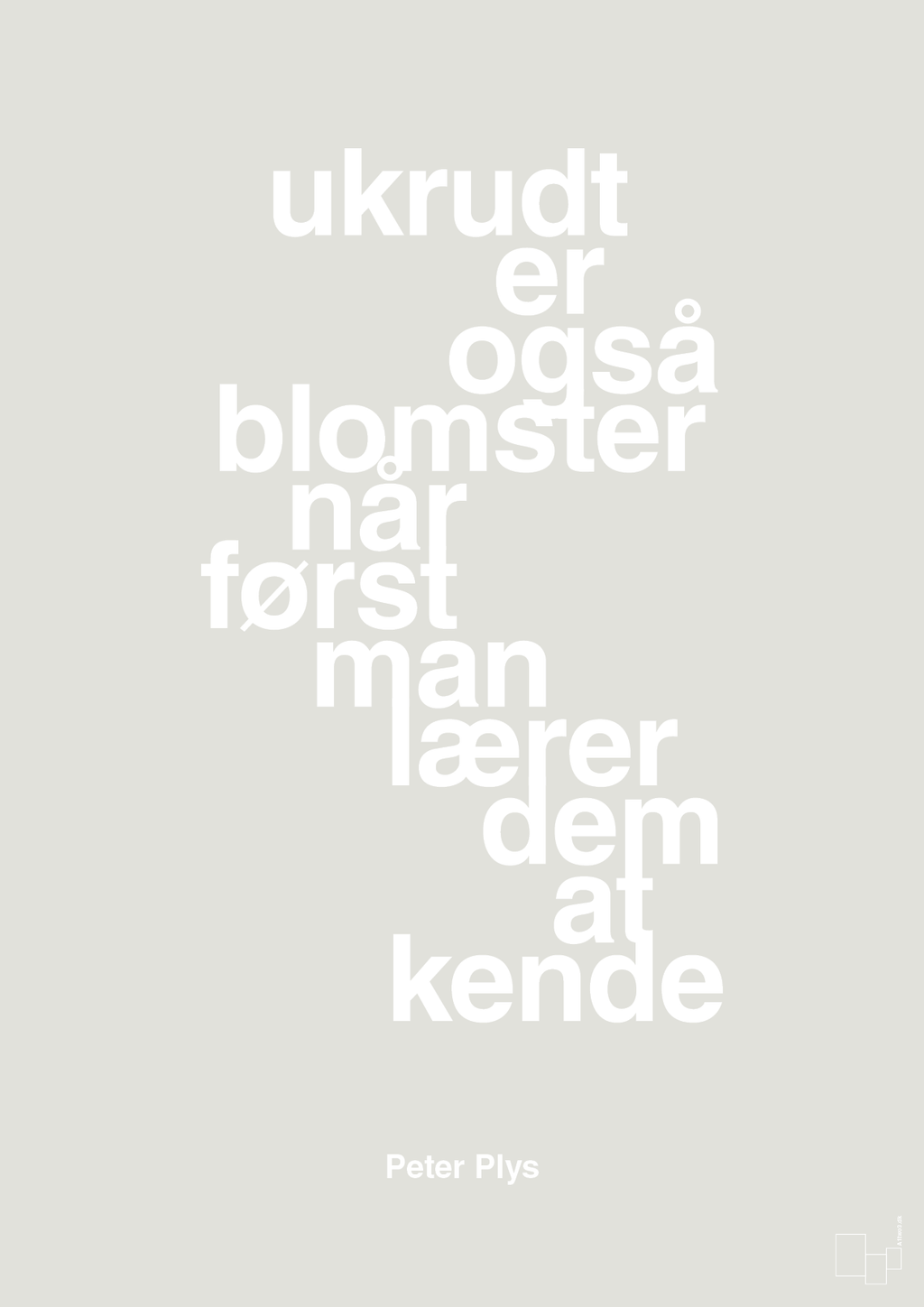 plakat: ukrudt er også blomster når man først lærer dem at kende - painters white-Børnebogsfigur-A1two3