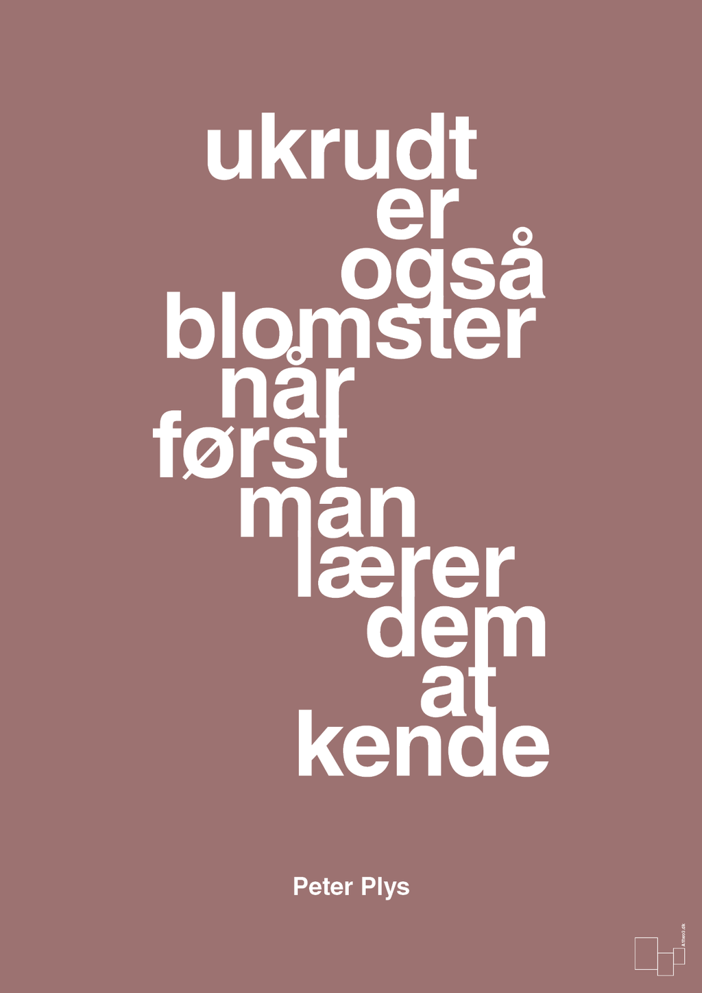 plakat: ukrudt er også blomster når man først lærer dem at kende - plum-Børnebogsfigur-A1two3