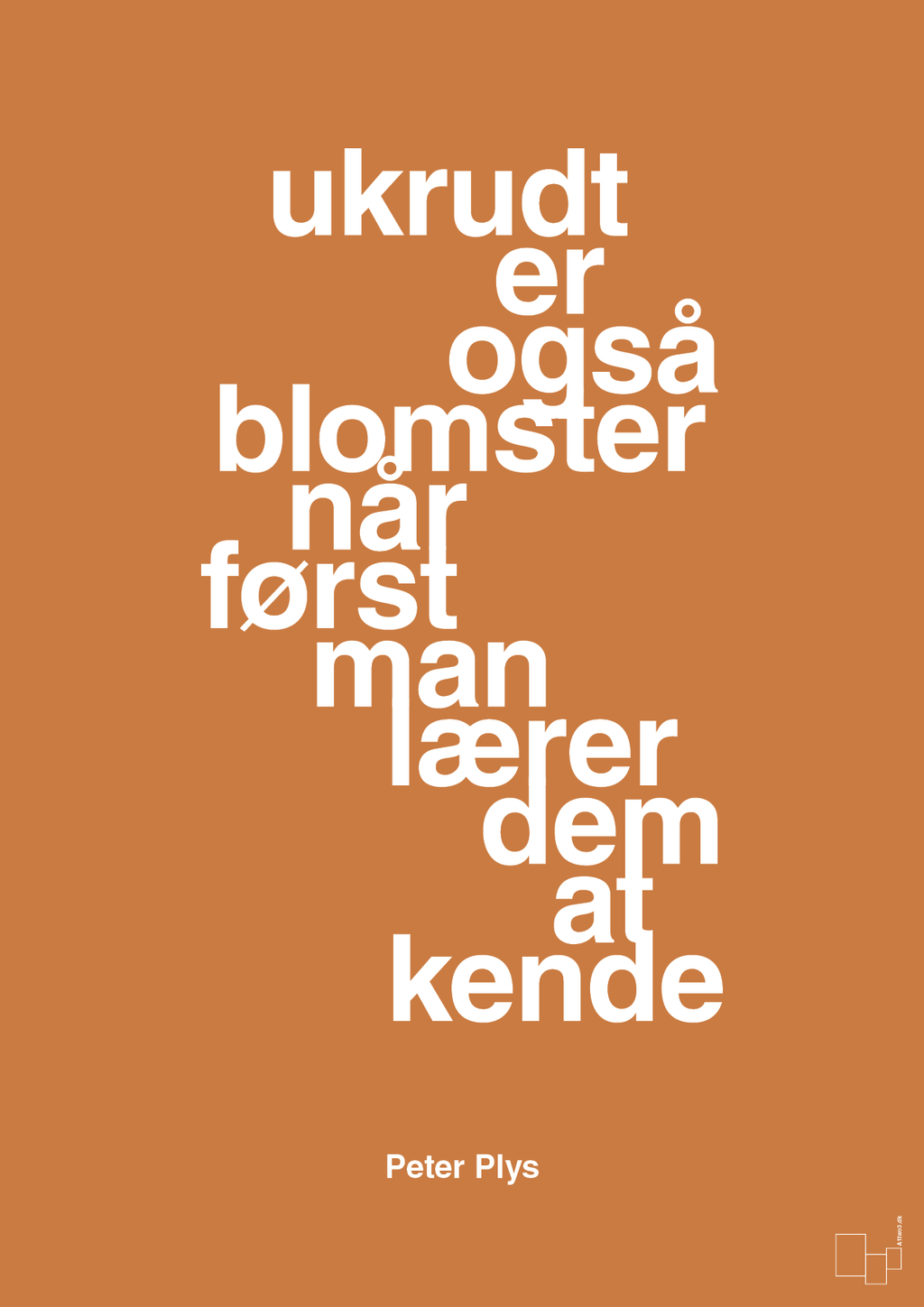 plakat: ukrudt er også blomster når man først lærer dem at kende - rumba orange-Børnebogsfigur-A1two3