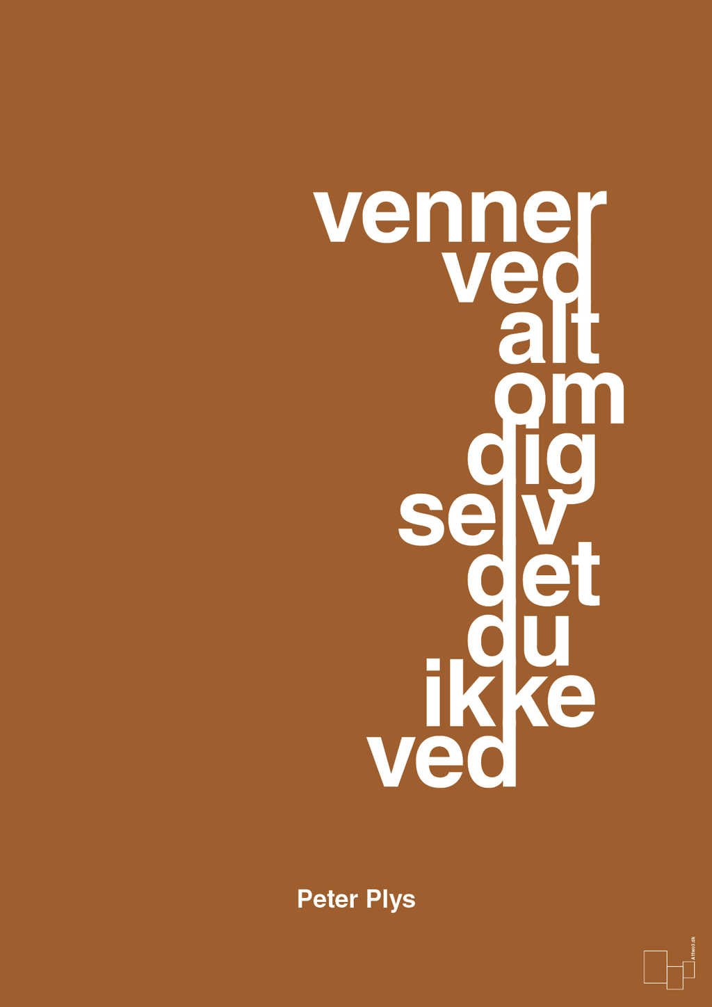 plakat: venner ved alt om dig selv det du ikke ved - cognac-Børnebogsfigur-A1two3