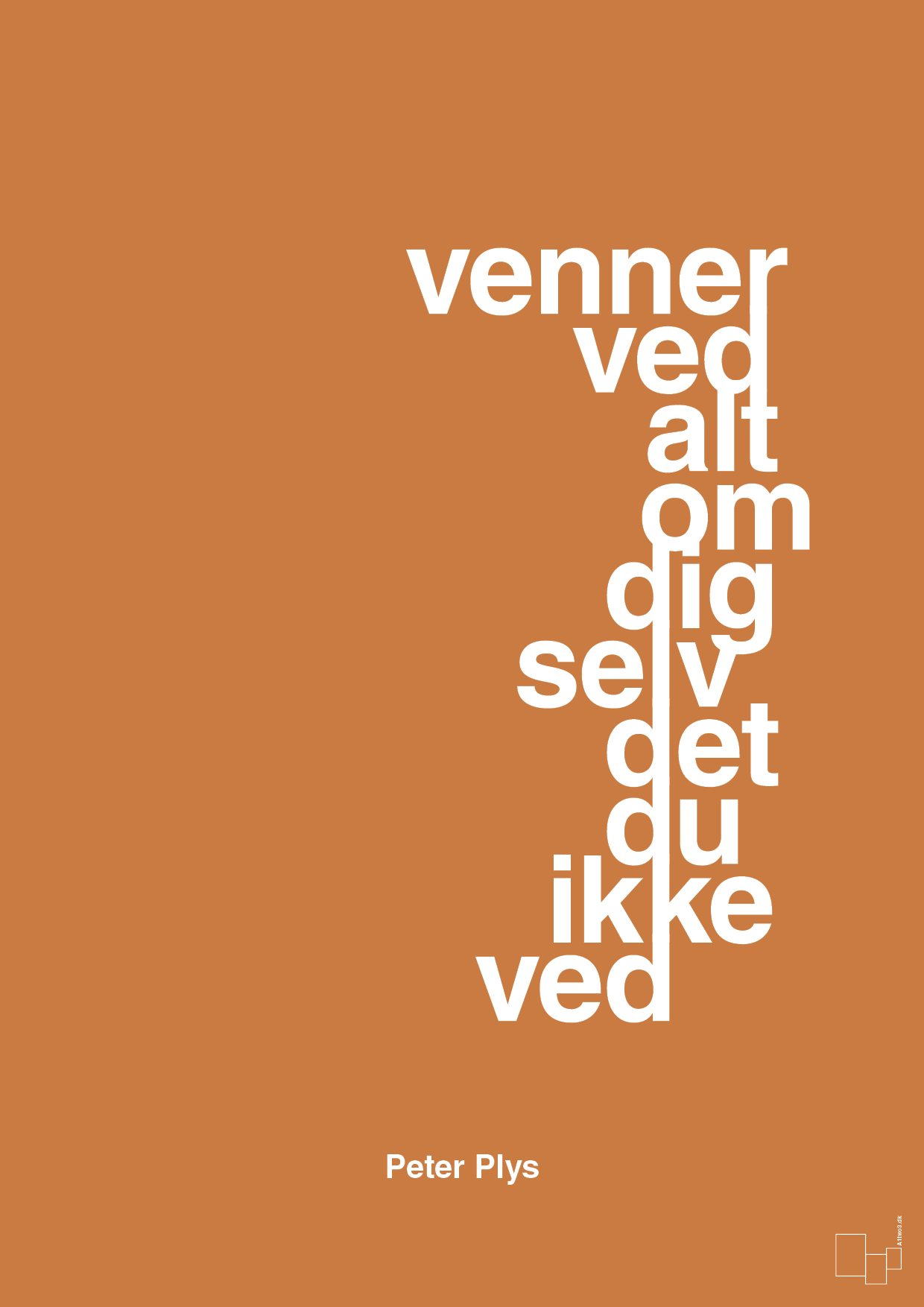 plakat: venner ved alt om dig selv det du ikke ved - rumba orange-Børnebogsfigur-A1two3