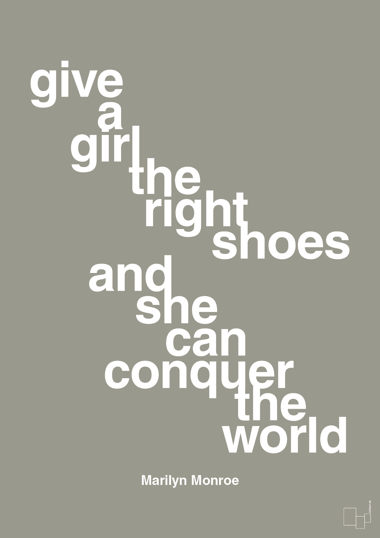 plakat: give a girl the right shoes and she can conquer the world - battleship gray-Musiker-A1two3